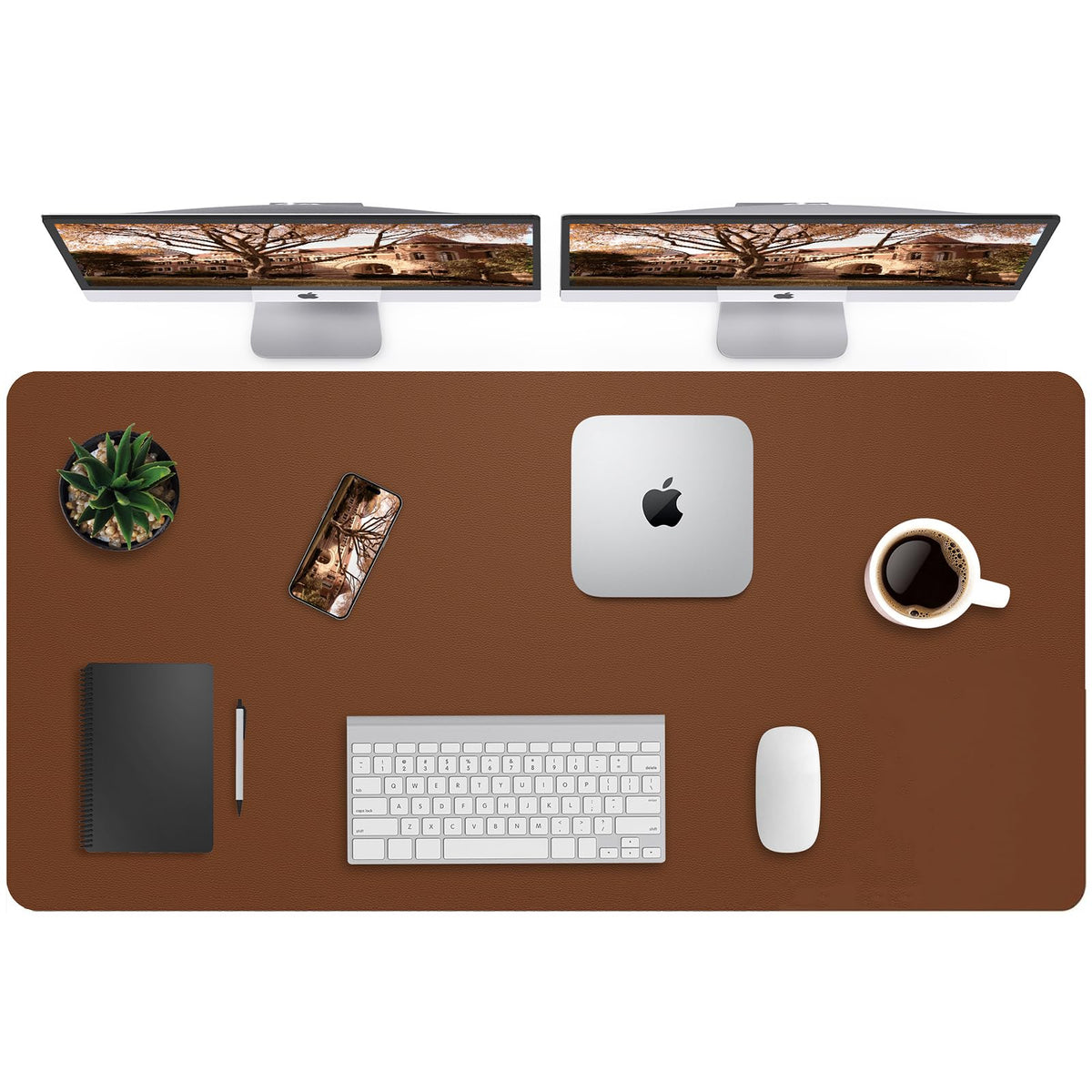 AFIING Leather Desk Pad Protector, Mouse Pad, Office Desk Mat, Non-Slip PU Leather Desk Blotter, Large Desk Mat, Waterproof Keyboard Mat for Office/Home/Decor (Dark Green, 48" x 17")