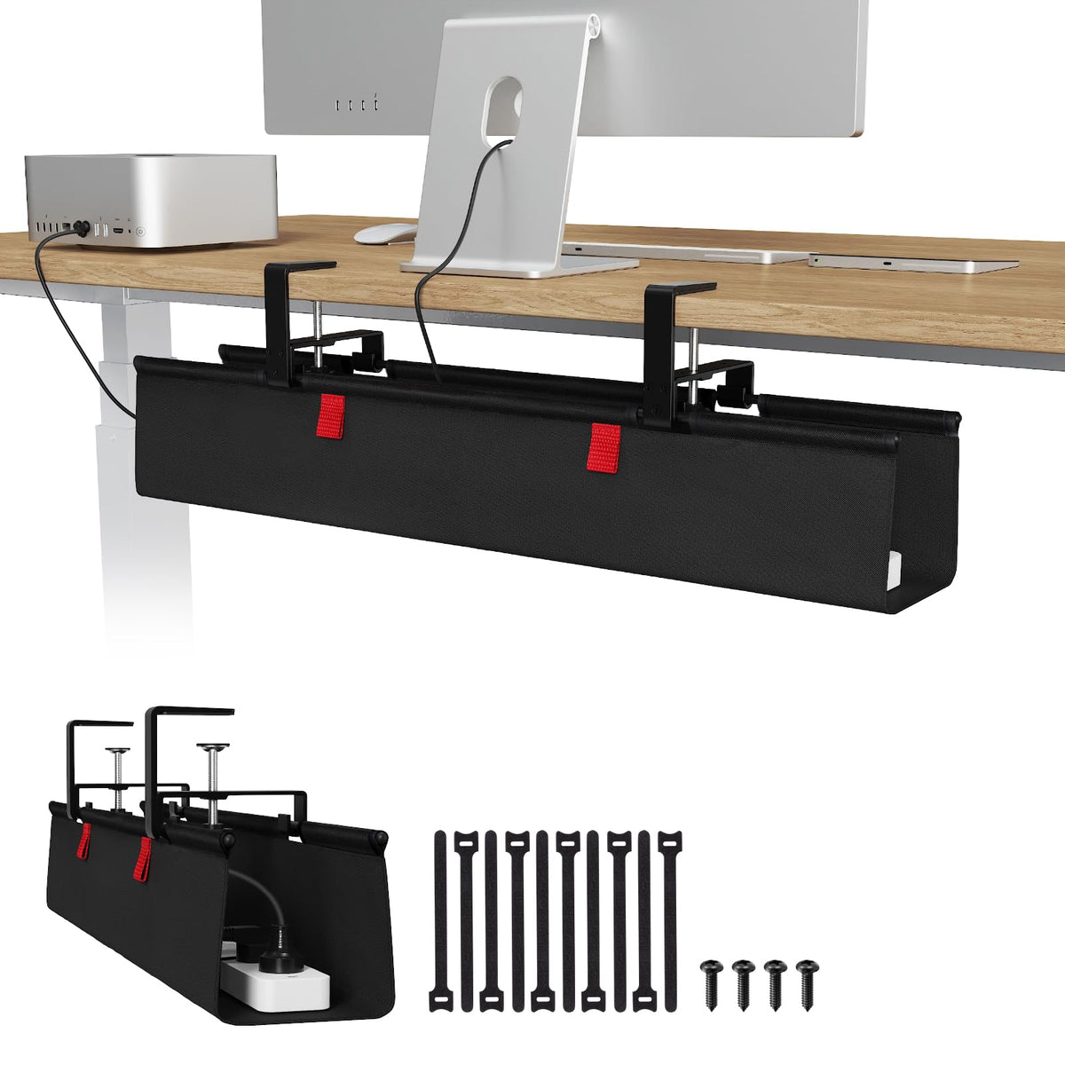 Univivi No Drill Under Desk Cable Management Tray, 36 inch Cable Management