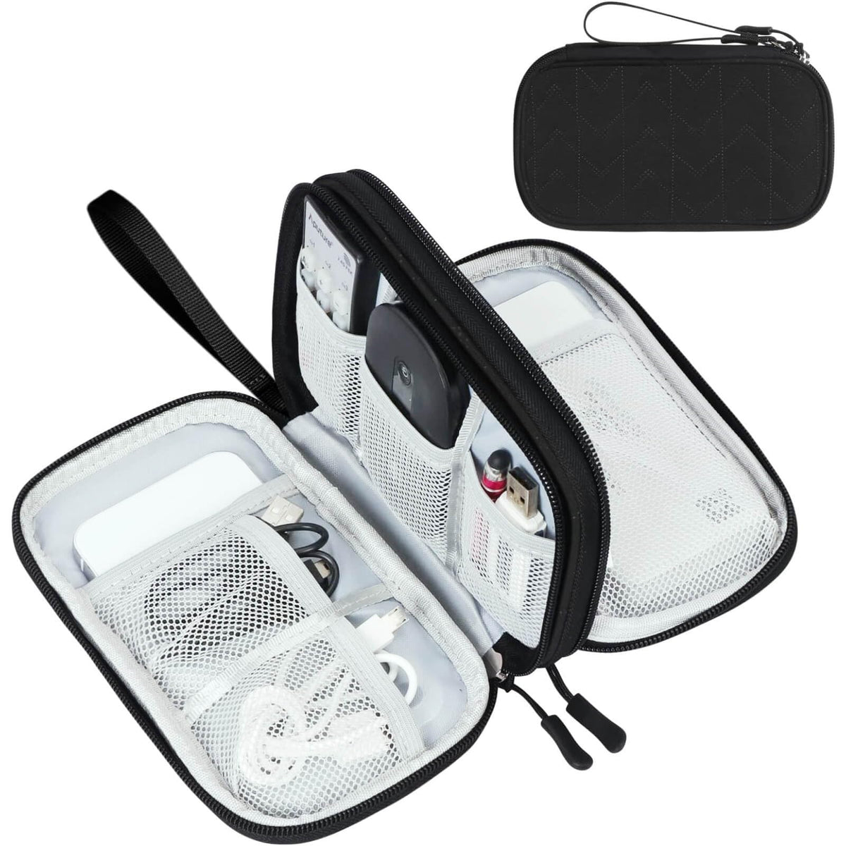 FYY Electronic Organizer, Travel Tech Pouch Bag, Medium, Black