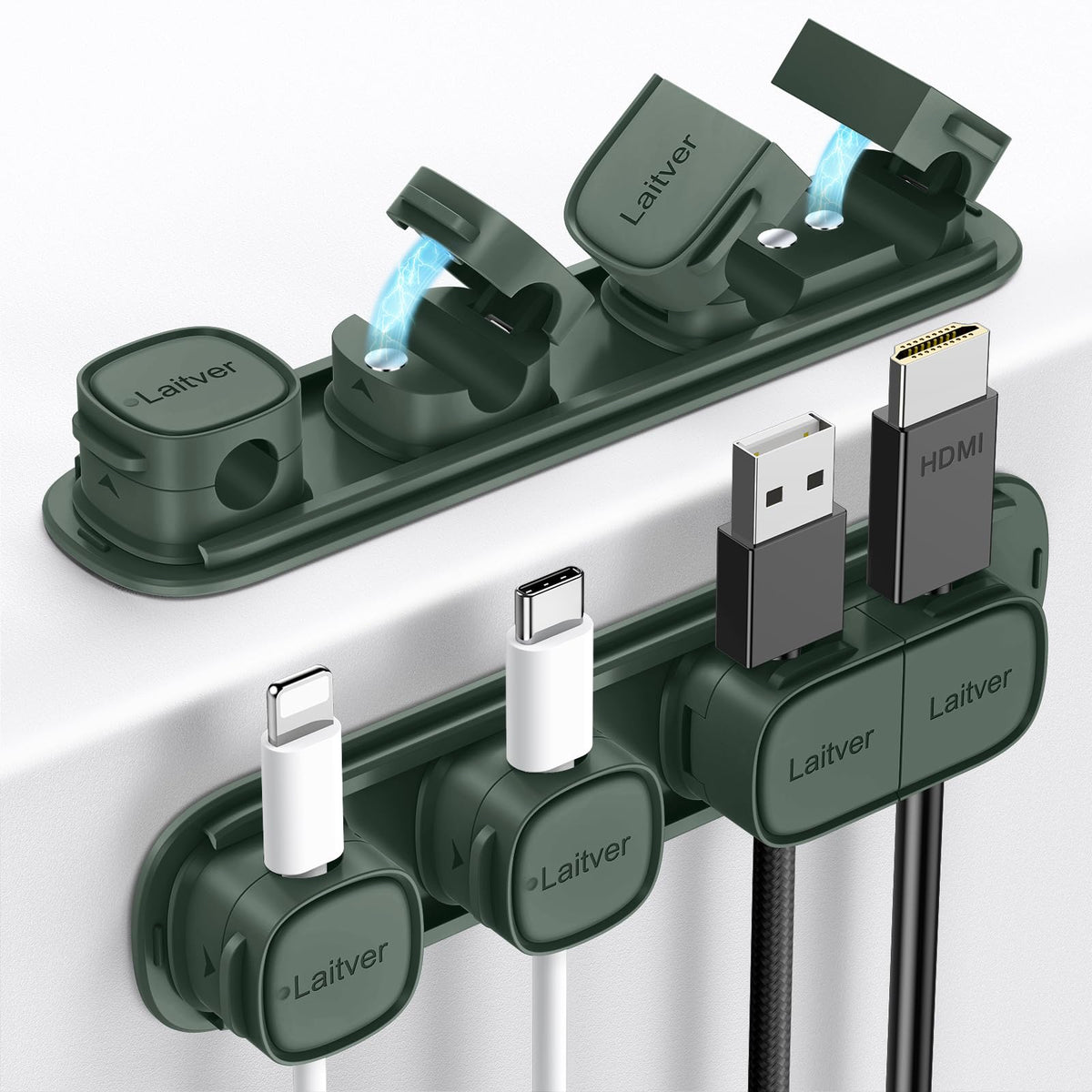 6 Pack Magnetic Cable Clips [1s Open/Lock], Cord Organizer Holder