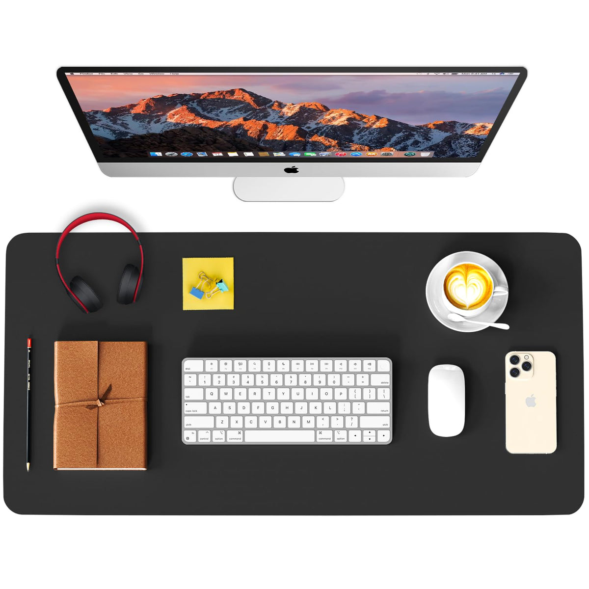 Non-Slip Waterproof Leather Desk Pad Mouse Mat, Purple 31.5x15.7 in