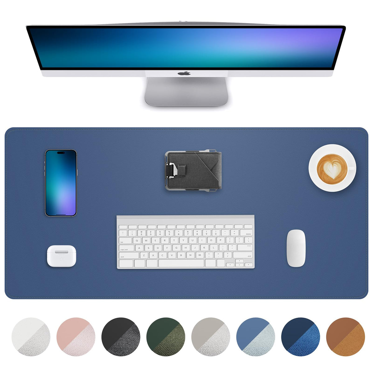 AFIING Desk Pad Protector 23.6" x 13.7" - Non-Slip Waterproof PU Leather Desk Mat for Mouse, Keyboard, Laptop, Office and Home Workspace (Beige)