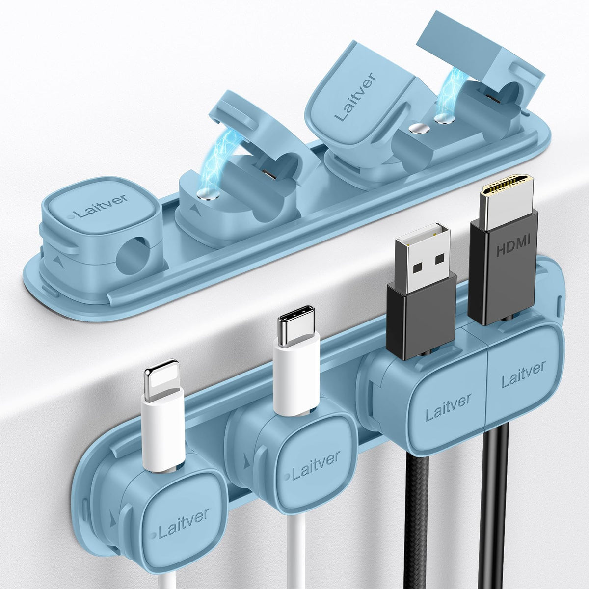 6 Pack Magnetic Cable Clips [1s Open/Lock], Cord Organizer Holder