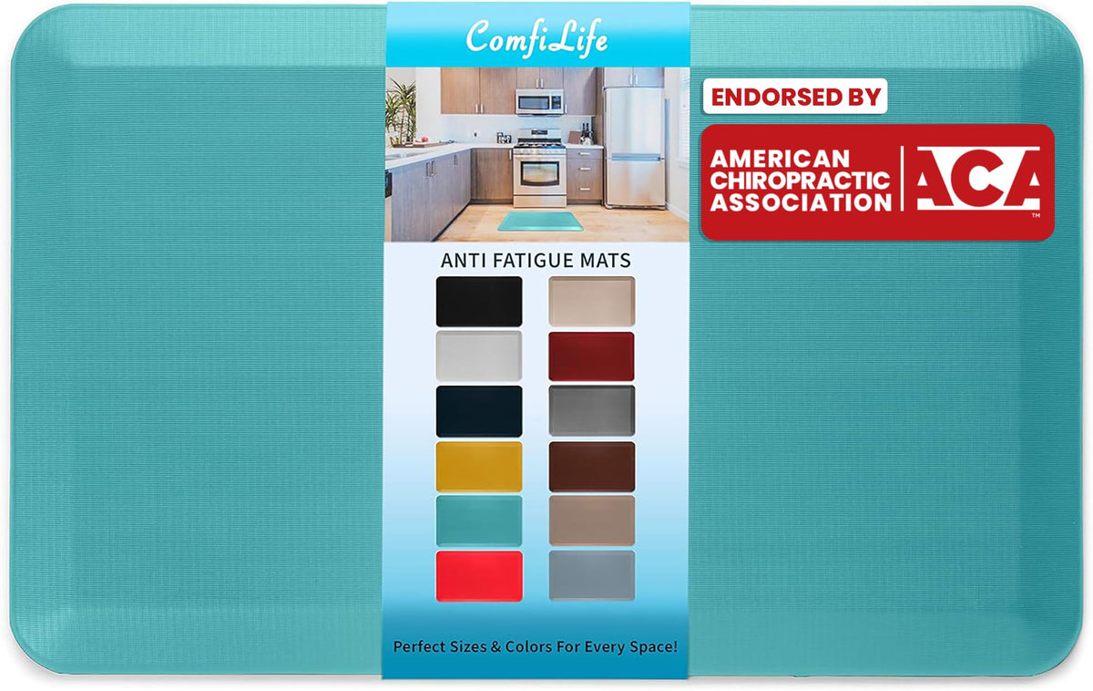 ComfiLife Anti Fatigue Floor Mat – 3/4 Inch Thick Kitchen Mats for Floor, Standing Desk Mat, Kitchen Rug – Comfort at Home, Office – Durable – Stain Resistant – Non-Slip Bottom (20" x 32", Black)