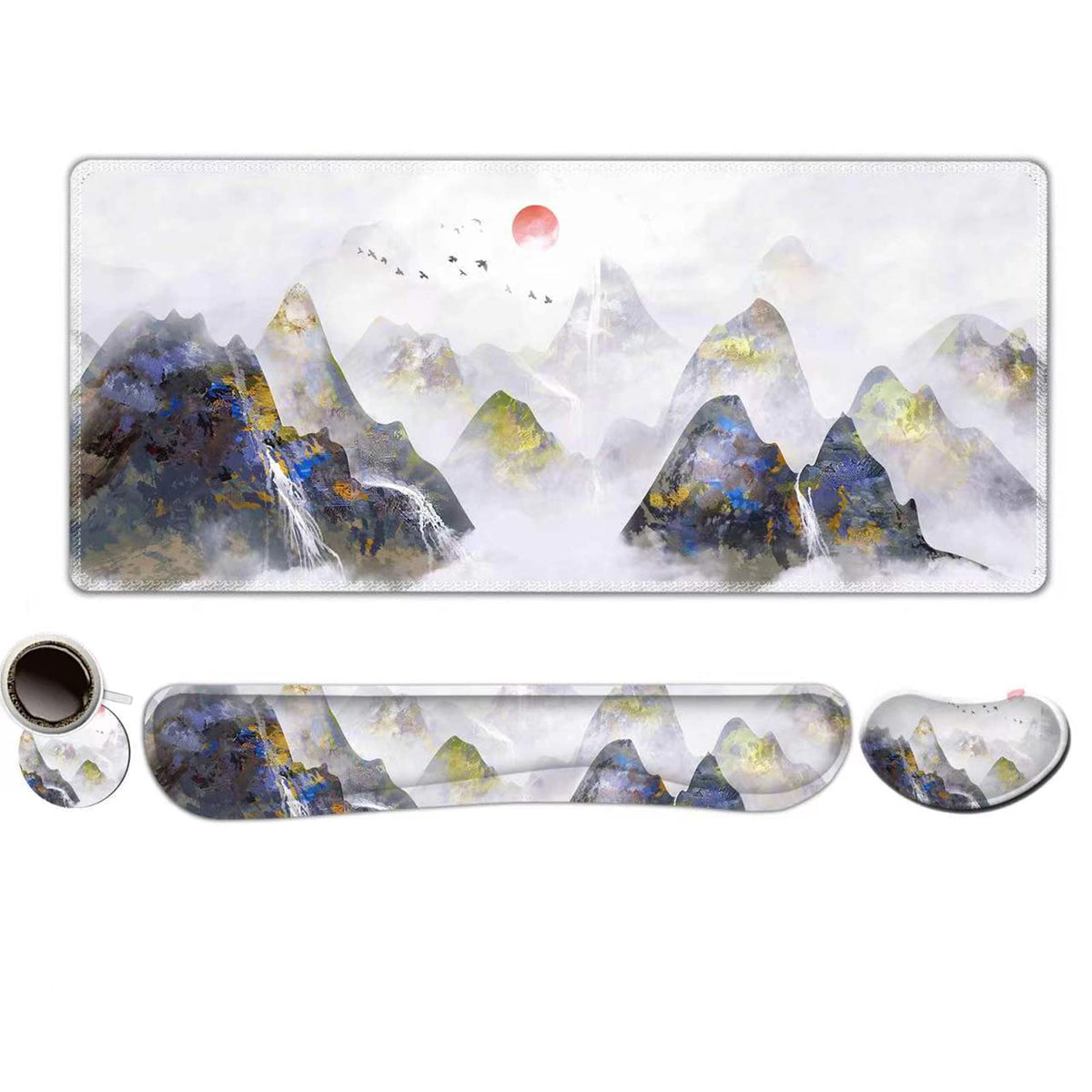 ToLuLu Extended Gaming Mouse Pad, Memory Foam Keyboard Mouse Wrist Rest Set