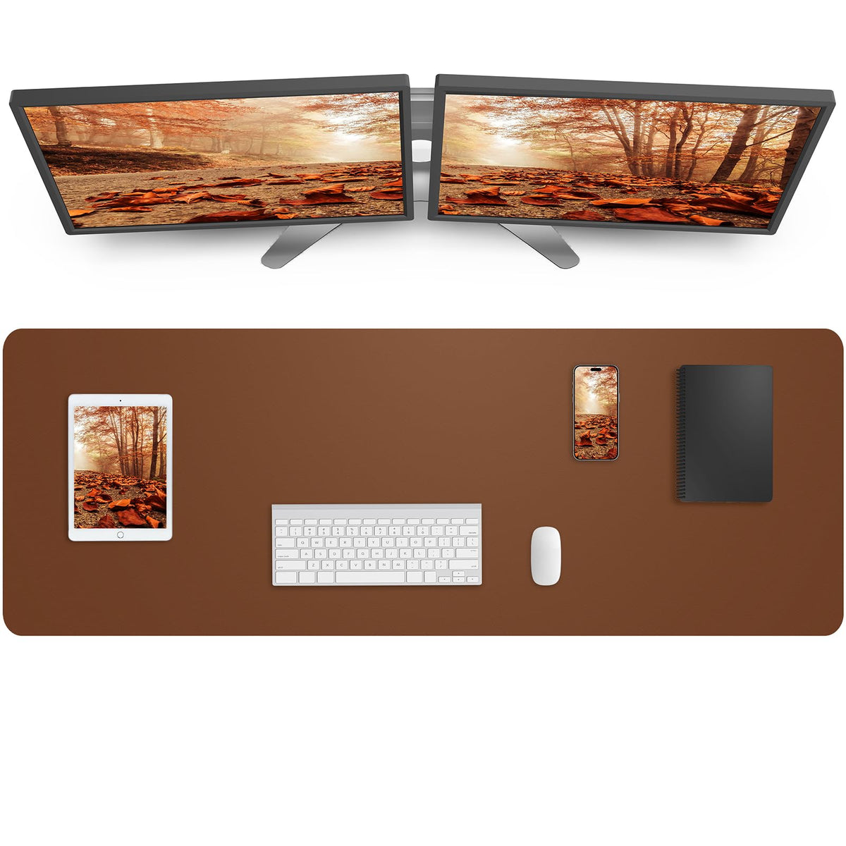 AFIING Leather Desk Pad Protector, Mouse Pad, Office Desk Mat, Non-Slip PU Leather Desk Blotter, Large Desk Mat, Waterproof Keyboard Mat for Office/Home/Decor (Dark Green, 48" x 17")