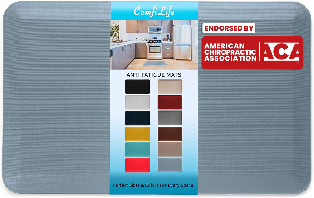 ComfiLife Anti Fatigue Floor Mat – 3/4 Inch Thick Kitchen Mats for Floor, Standing Desk Mat, Kitchen Rug – Comfort at Home, Office – Durable – Stain Resistant – Non-Slip Bottom (20" x 32", Black)