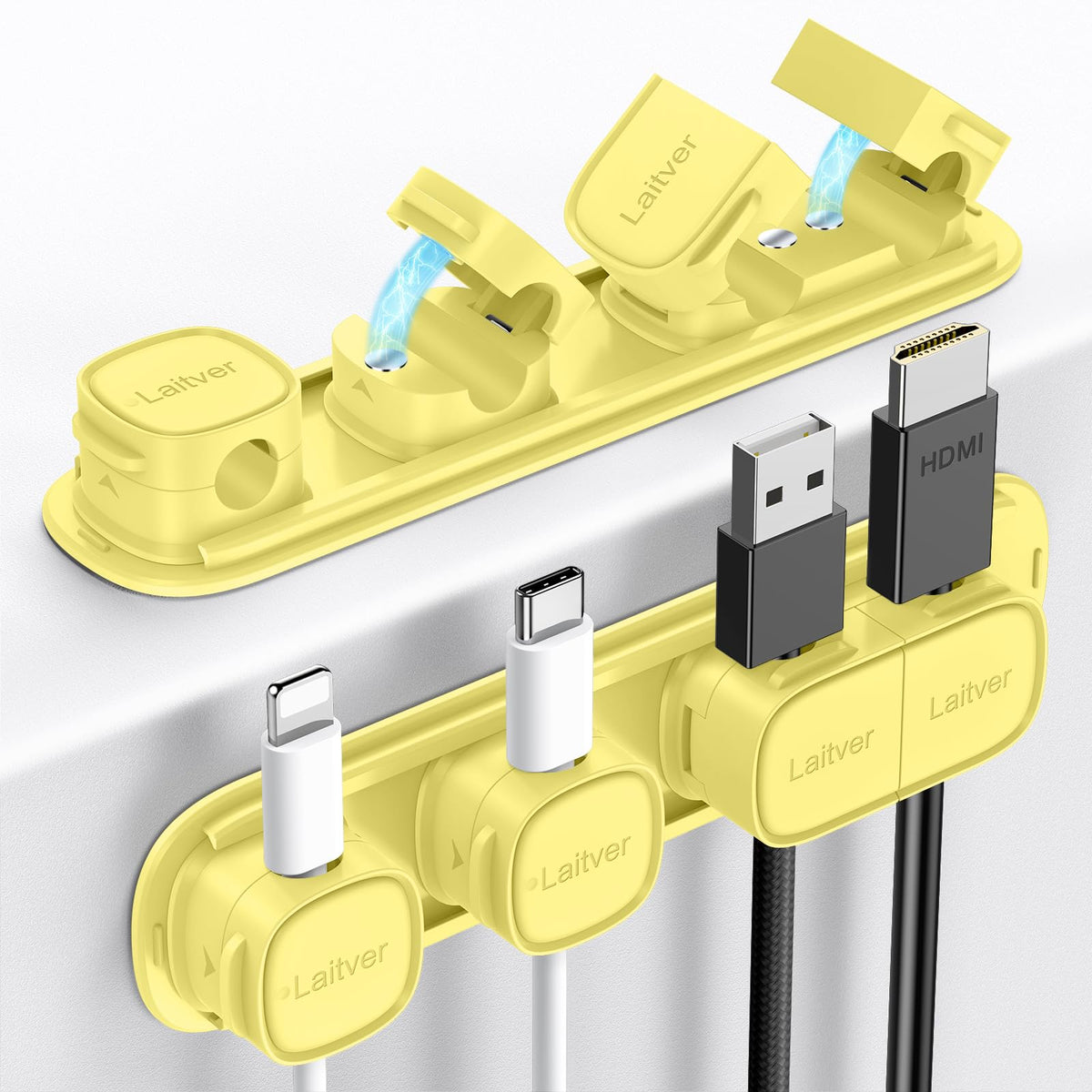 6 Pack Magnetic Cable Clips [1s Open/Lock], Cord Organizer Holder