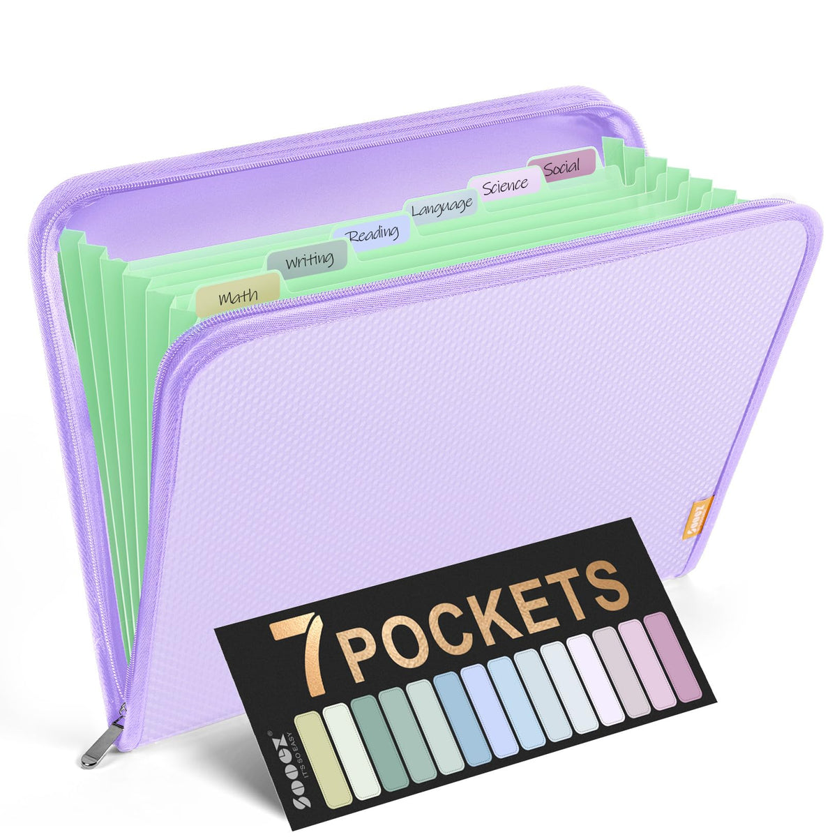 Sooez 13 Pocket Accordion File Organizer, Zipper Expanding File Folder A4