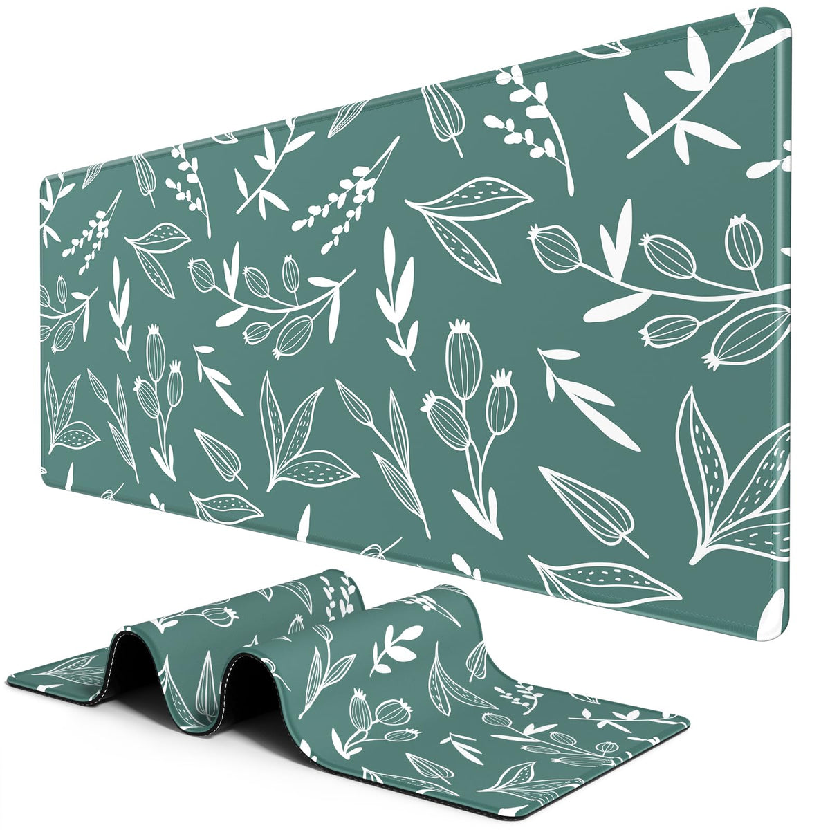 BOSOBO Extended Gaming Desk Mat, XXL Full Cover 31.5 x 11.8 Inches, Black Leopard Print