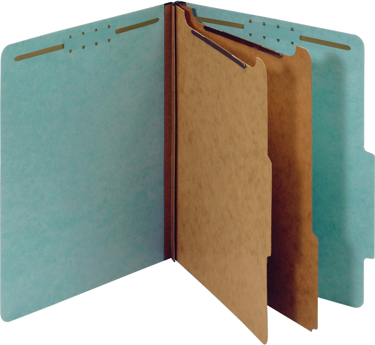 Pendaflex Recycled Classification File Folders, 2 Dividers, 2" Embedded Fasteners, 2/5 Tab Cut, Letter Size, Light Green, Box of 10 (24076R)