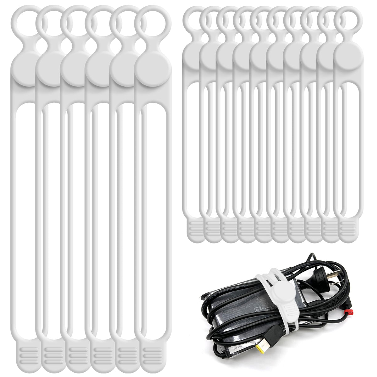 24Pcs Silicone Cable Ties, Cord Organizer Cable Management-Multi