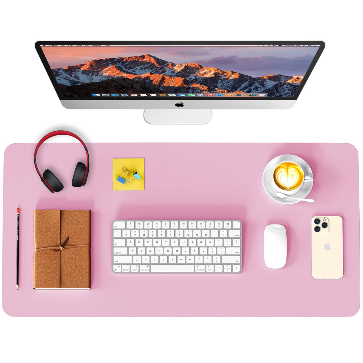 Non-Slip Waterproof Leather Desk Pad Mouse Mat, Purple 31.5x15.7 in