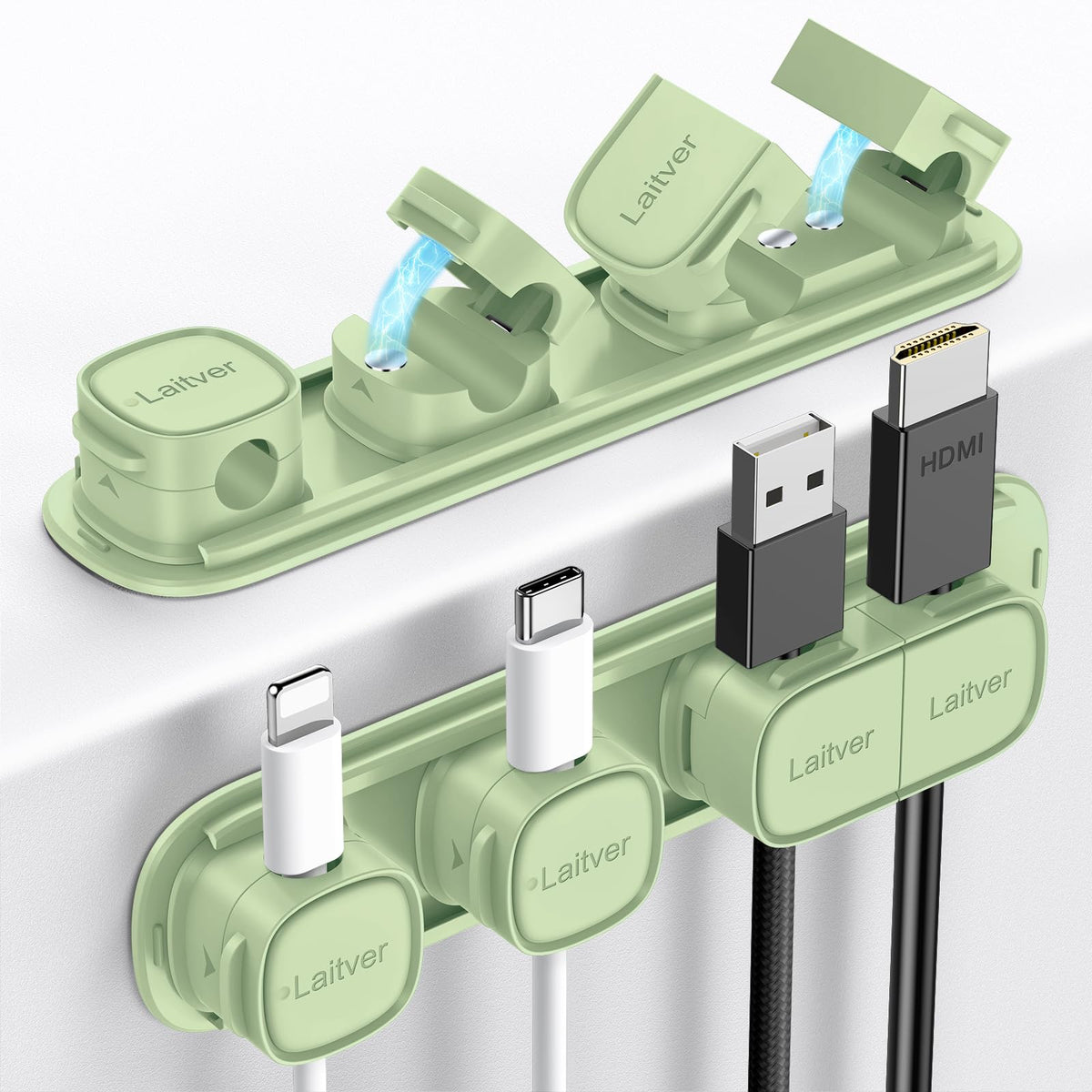 6 Pack Magnetic Cable Clips [1s Open/Lock], Cord Organizer Holder