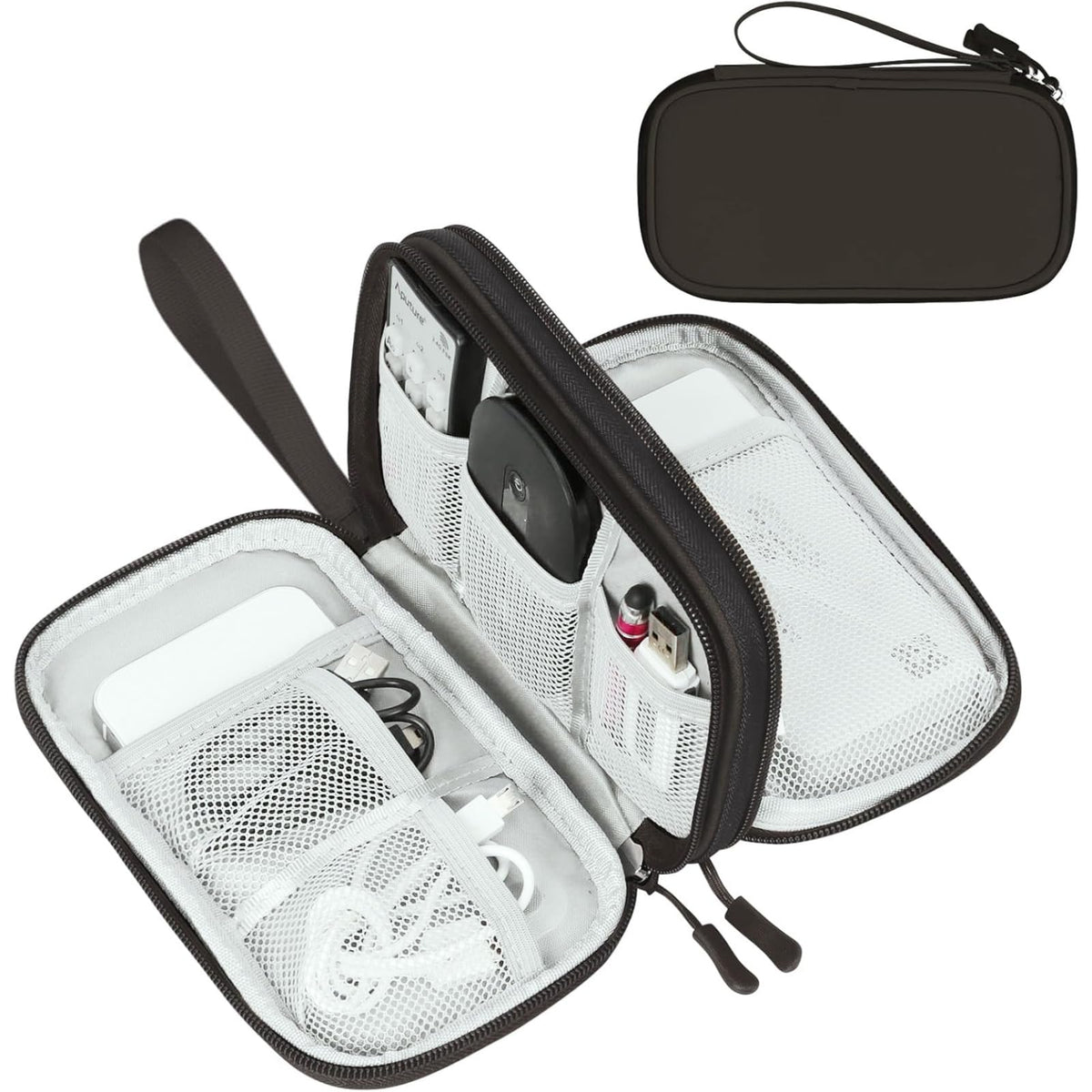 FYY Electronic Organizer, Travel Tech Pouch Bag, Medium, Black