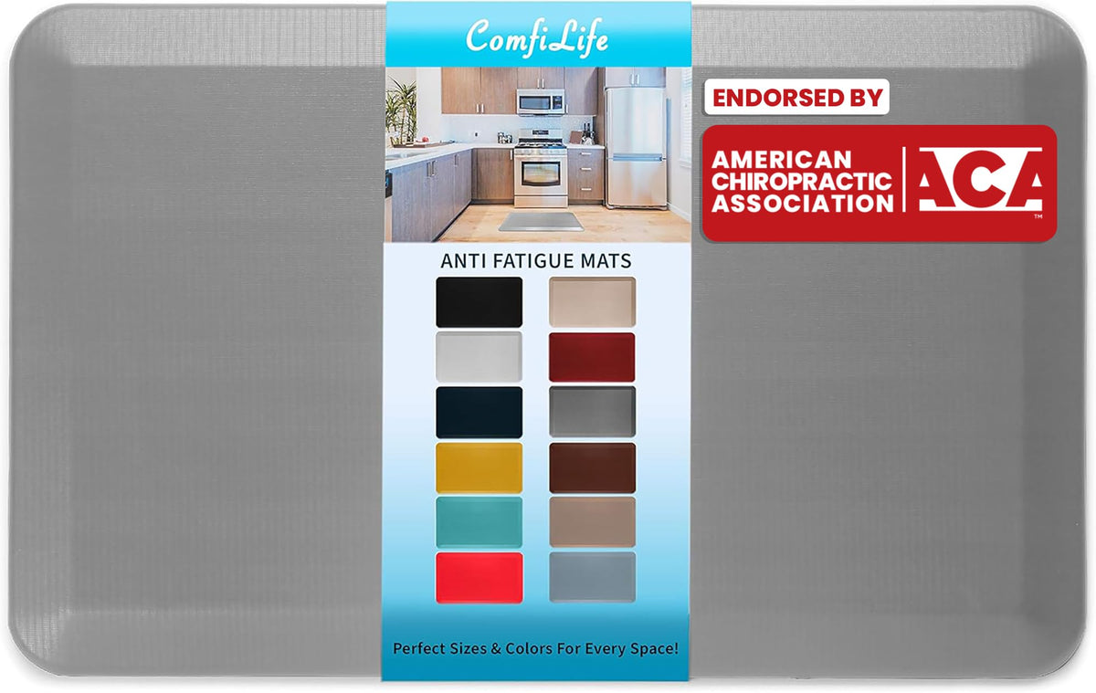 ComfiLife Anti Fatigue Floor Mat – 3/4 Inch Thick Kitchen Mats for Floor, Standing Desk Mat, Kitchen Rug – Comfort at Home, Office – Durable – Stain Resistant – Non-Slip Bottom (20" x 32", Black)