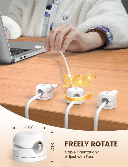 Lamicall 6 Pack Rotatable Cord Organizer, [1s Lock] Spring Cable Clips