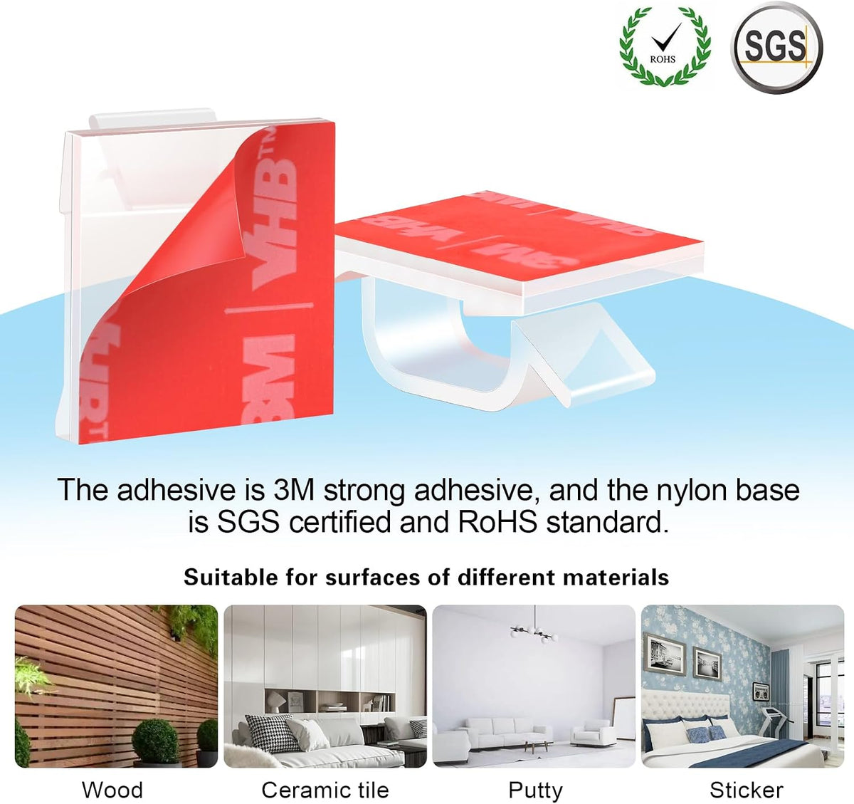 XHF 60PCS 5/8” Clear Adhesive Cable Wire Wall Light Clips, Cord Holder