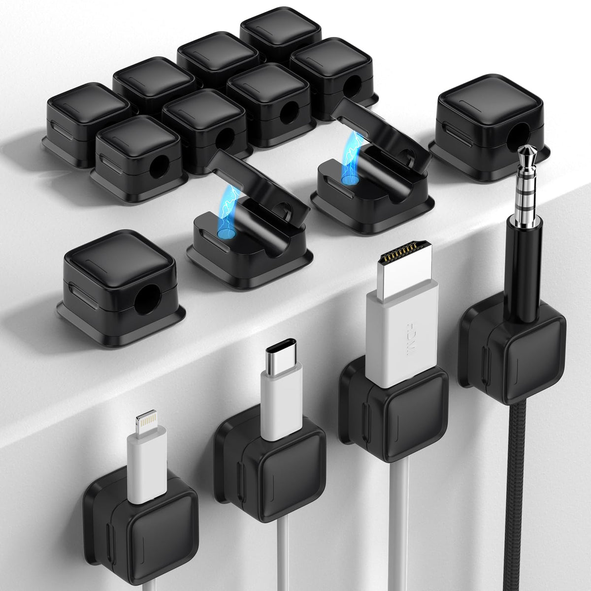 9 Pack Cord Organizer Magnetic Cable Clips Adhesive Wire Management 1s Lock