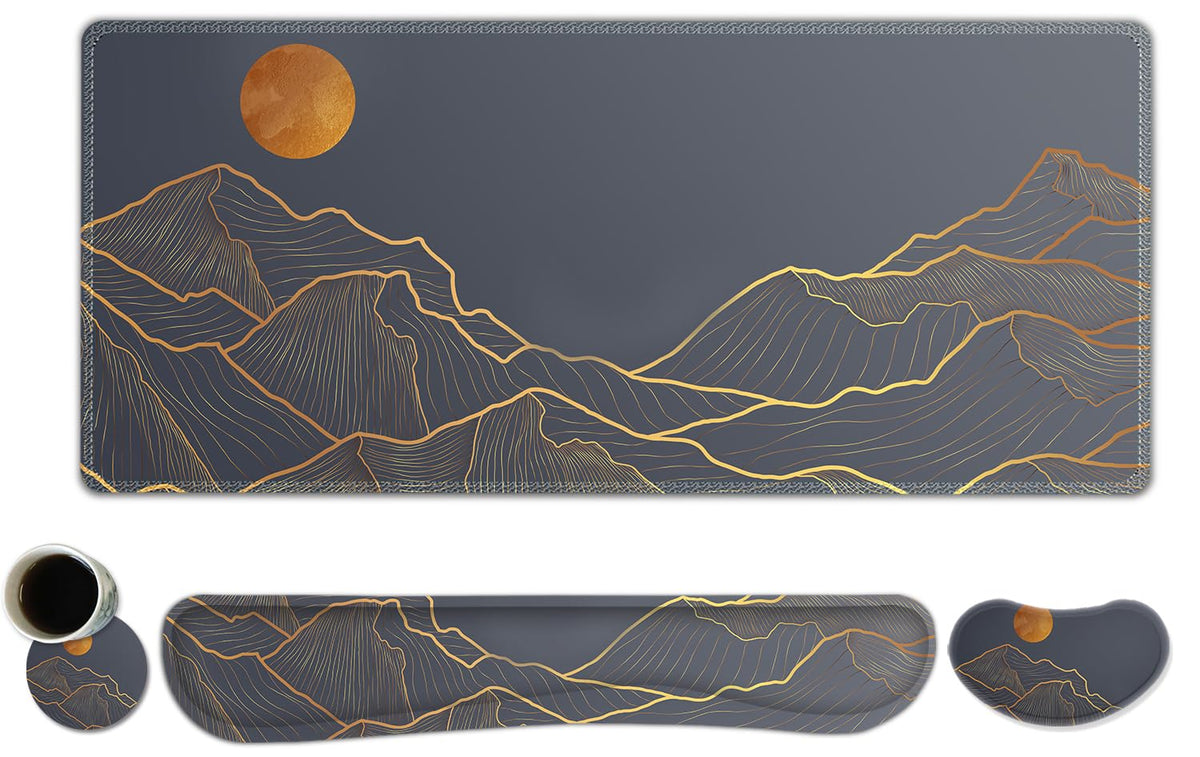 ToLuLu Extended Gaming Mouse Pad, Memory Foam Keyboard Mouse Wrist Rest Set