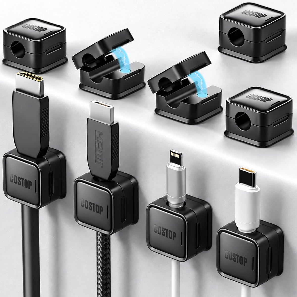 9 Pack Cord Organizer Magnetic Cable Clips Adhesive Wire Management 1s Lock