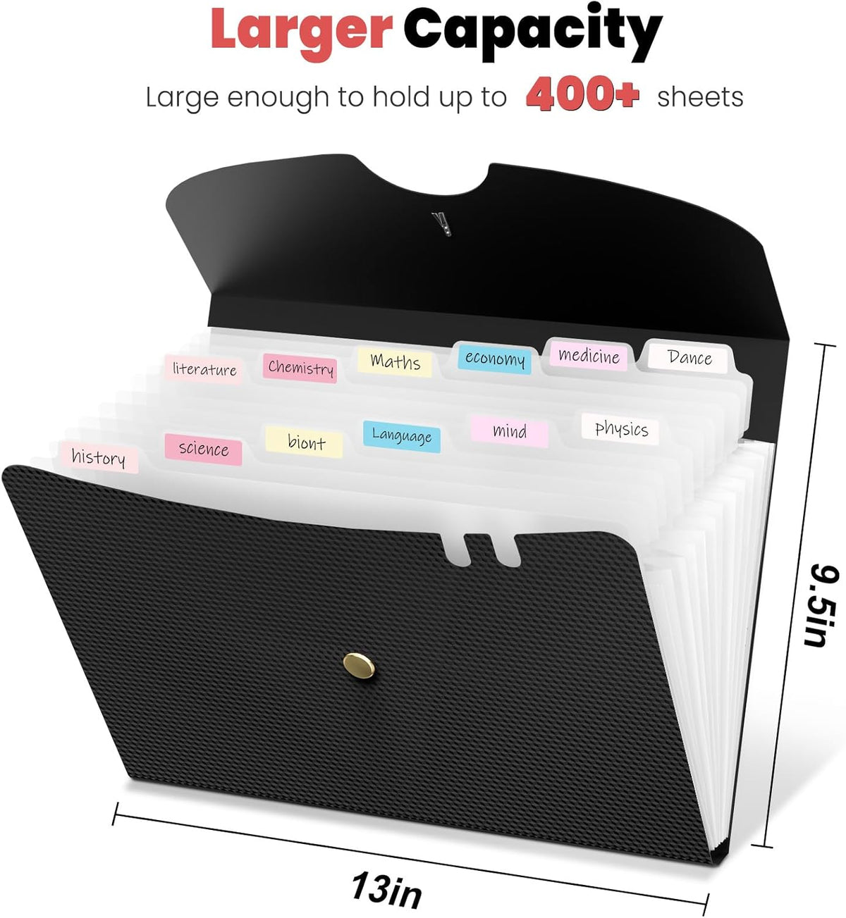 Sooez Expanding File Folders, 13 Pocket Accordion File Organizer, Letter/A4