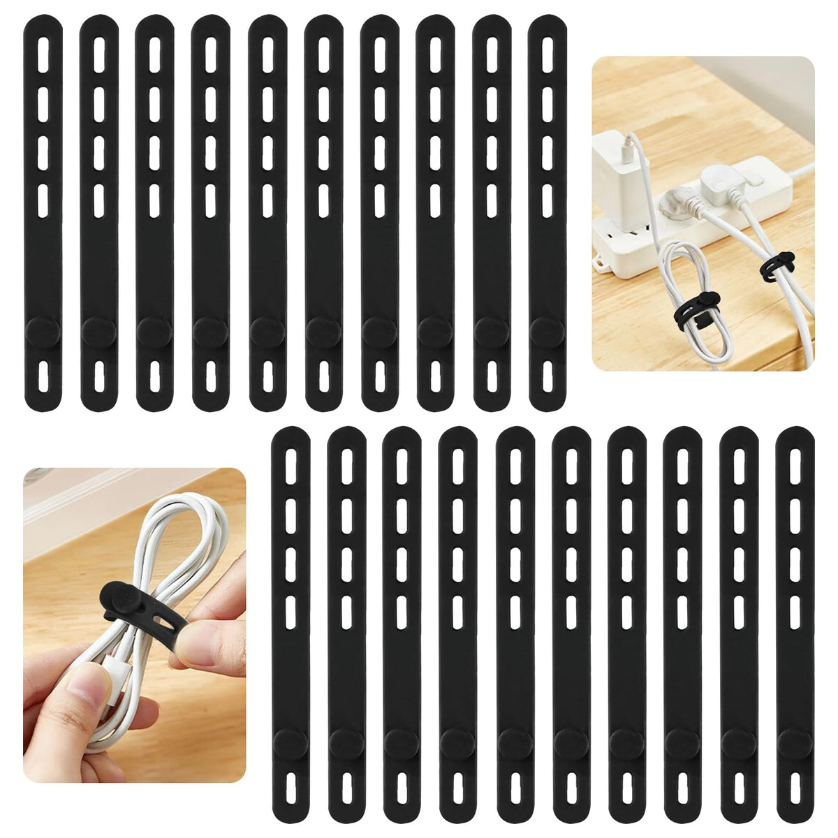 25 Pcs Silicone Cable Ties, Reusable Cable Straps Wire Organizer.