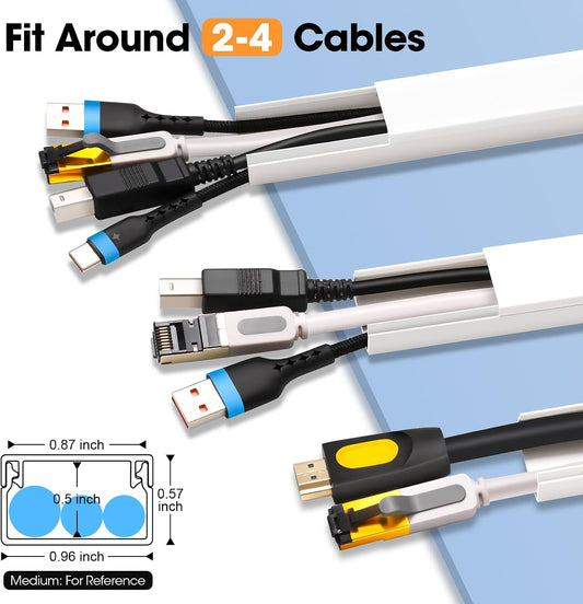 YesBes Cord Hider Kit for Wall Mount TV, Covers for Wires on Wall, Paintable Cable Raceway, W0.96in X H0.57in, 116in, White