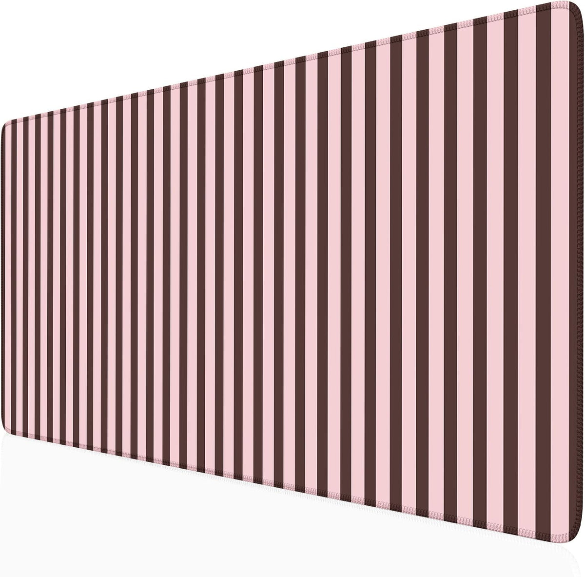 Beige Striped Desk Mat Cute Pastel XXL Large Gaming Mouse Pad Desk Pad Kawaii Aesthetic Home Office Decor Cozy Keyboard Laptop Computer Mat