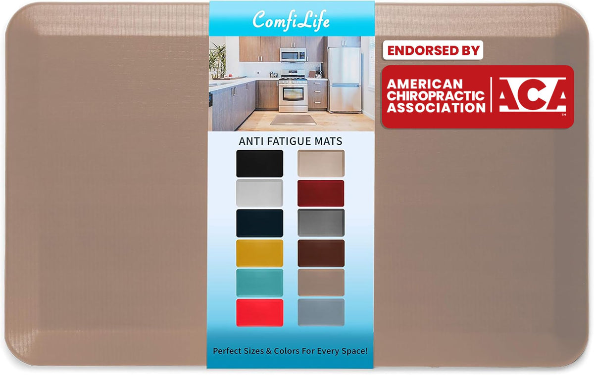 ComfiLife Anti Fatigue Floor Mat – 3/4 Inch Thick Kitchen Mats for Floor, Standing Desk Mat, Kitchen Rug – Comfort at Home, Office – Durable – Stain Resistant – Non-Slip Bottom (20" x 32", Black)
