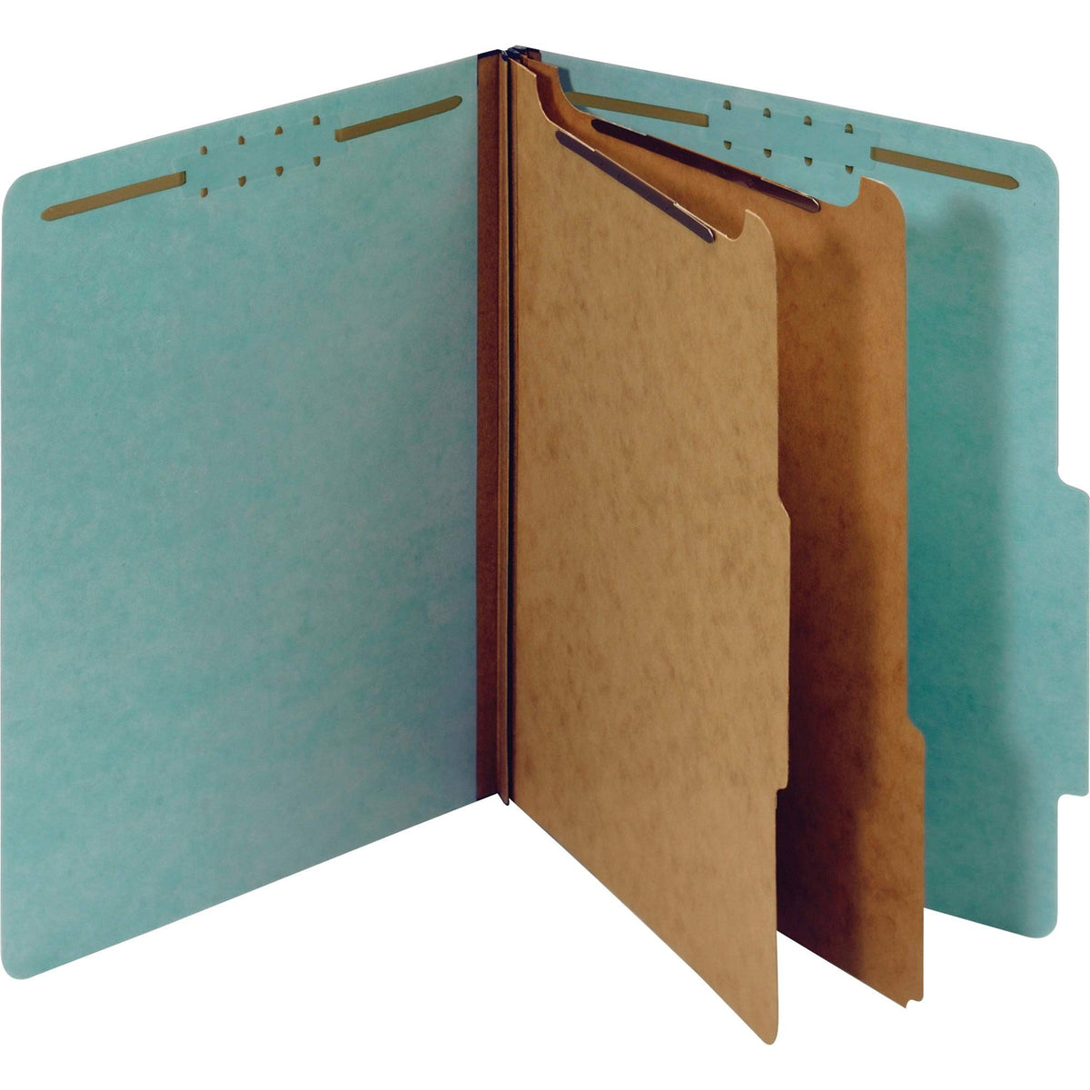 Pendaflex Recycled Classification File Folders, 2 Dividers, 2" Embedded Fasteners, 2/5 Tab Cut, Letter Size, Light Green, Box of 10 (24076R)