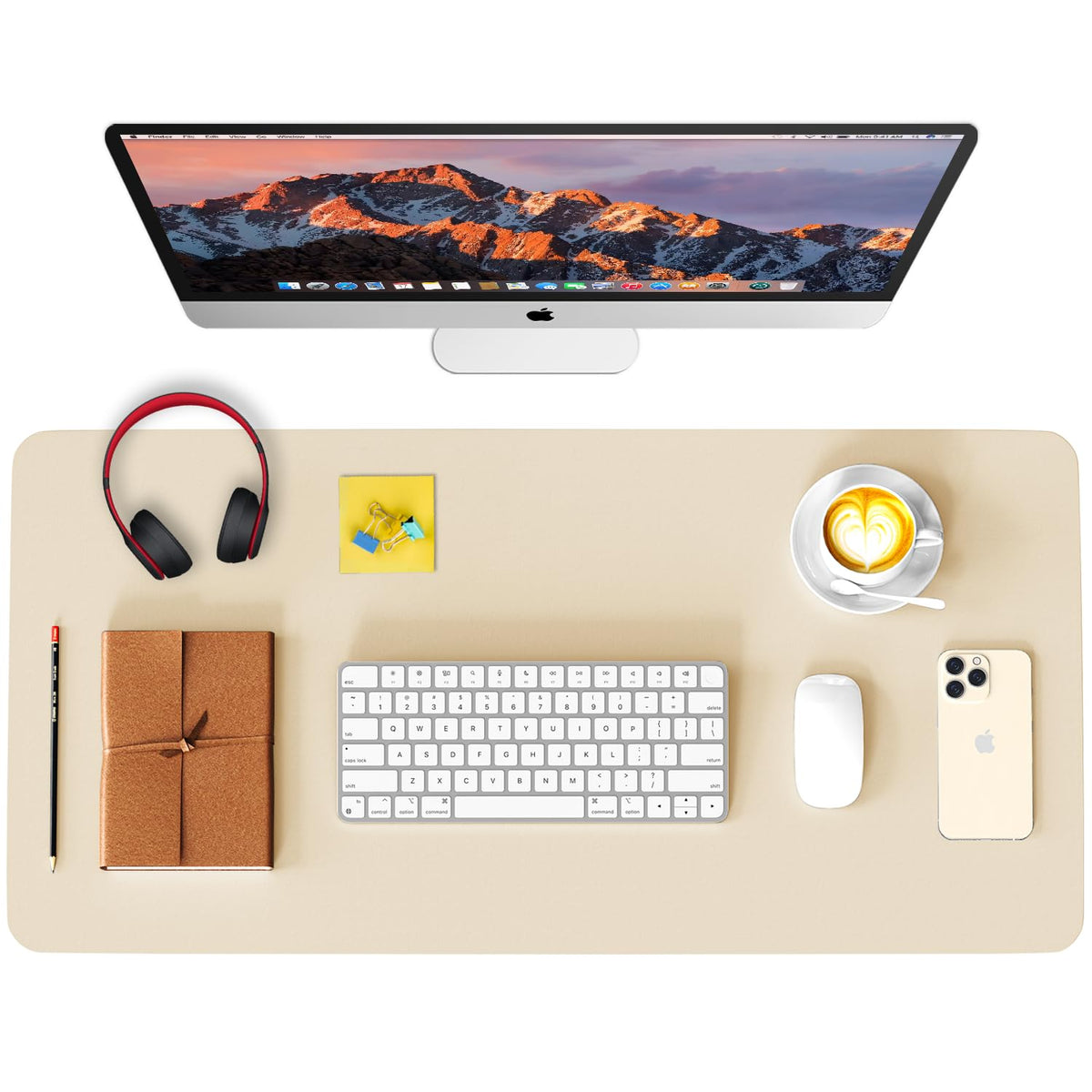 Non-Slip Waterproof Leather Desk Pad Mouse Mat, Purple 31.5x15.7 in