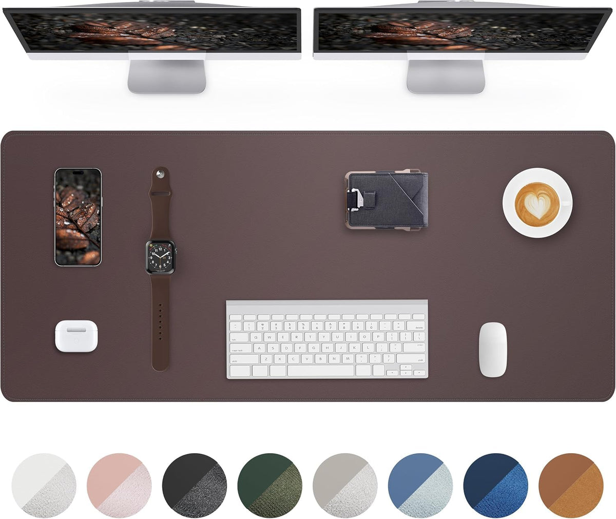 AFIING Desk Pad Protector 23.6" x 13.7" - Non-Slip Waterproof PU Leather Desk Mat for Mouse, Keyboard, Laptop, Office and Home Workspace (Beige)