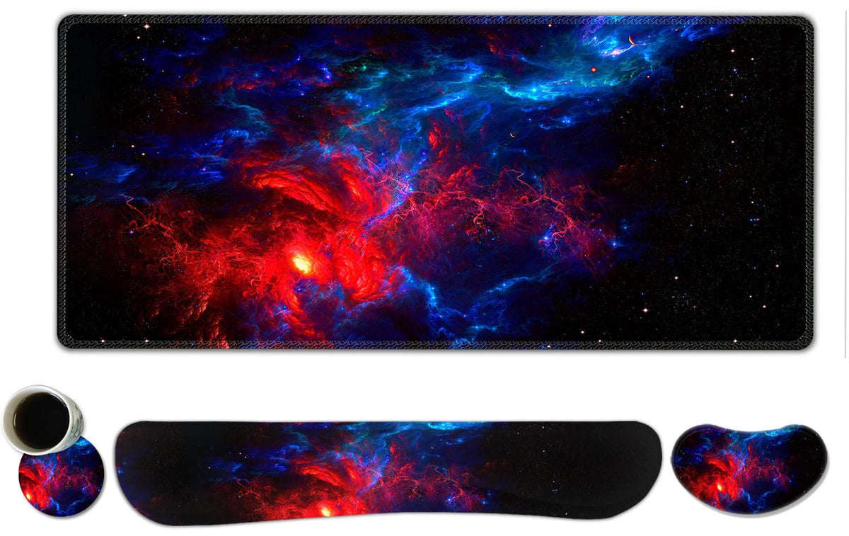 ToLuLu Extended Gaming Mouse Pad, Memory Foam Keyboard Mouse Wrist Rest Set
