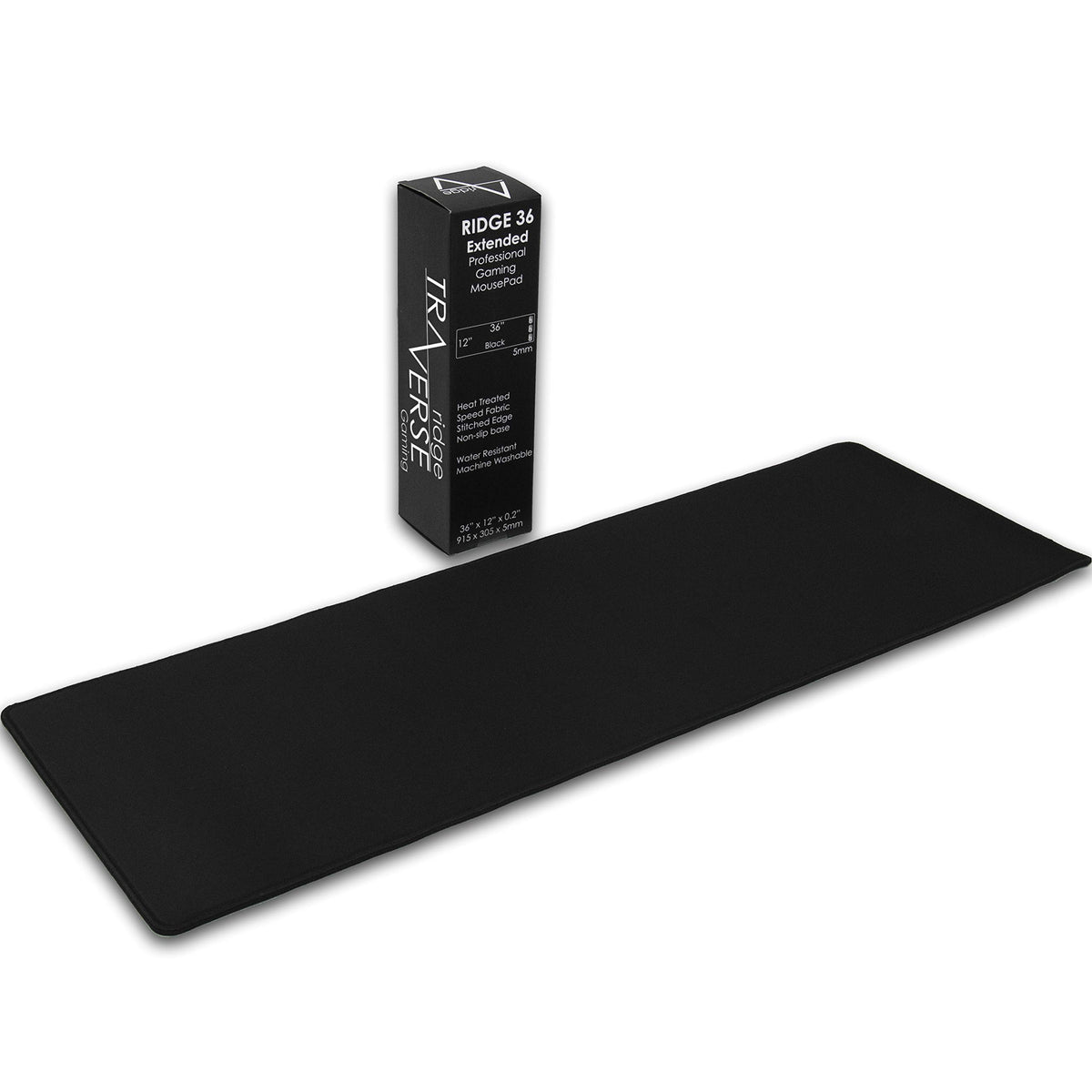 Gaming Mouse Pad (5mm) Massive 46 inch | 46x17.3x0.20 Extra Thick | Black | Stitched Edge, Large Washable Desk Mat