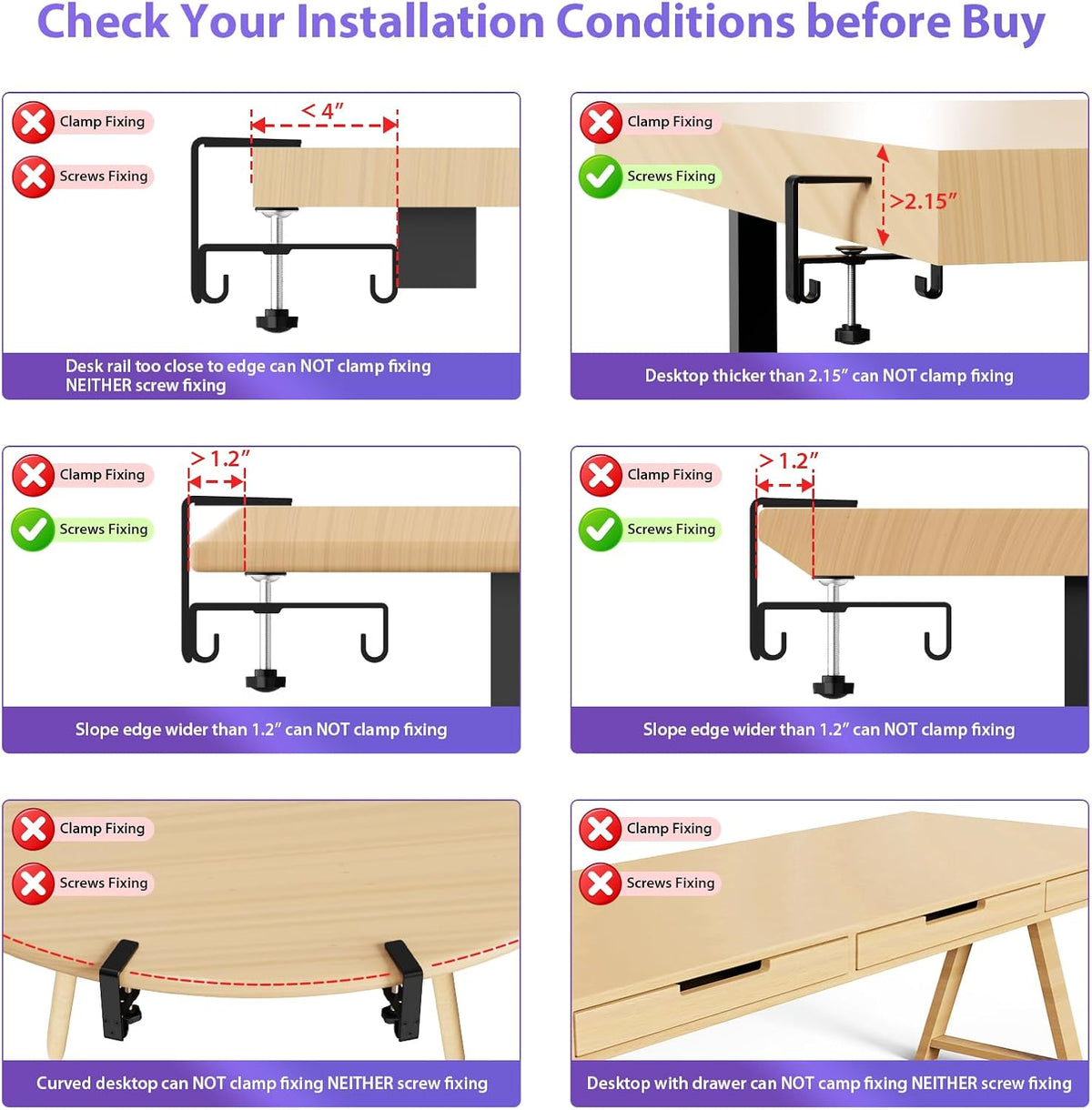 Univivi No Drill Under Desk Cable Management Tray, 36 inch Cable Management
