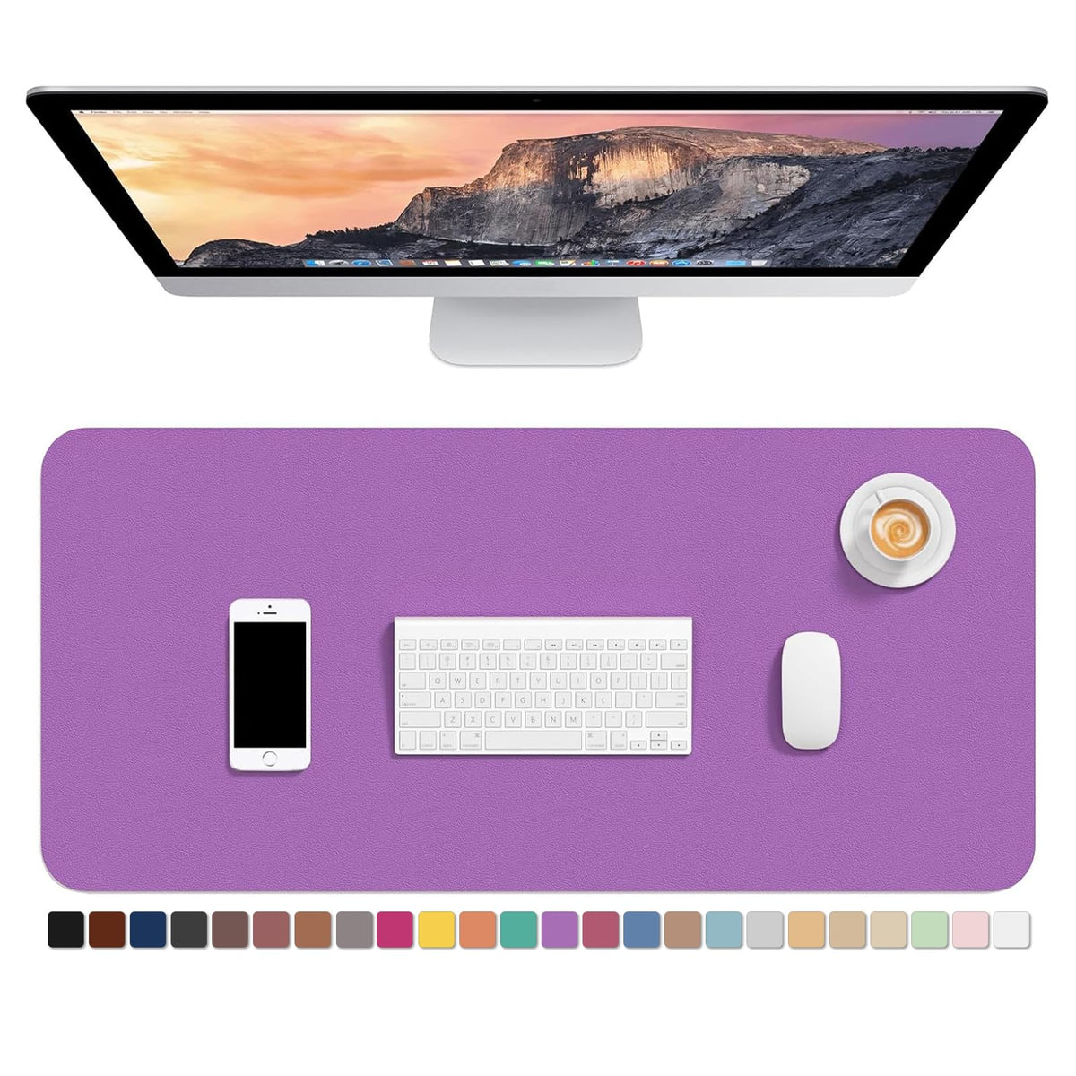 Hsurbtra Desk Pad, 30" x 14" PU Leather Desk Mat, XL Extended Mouse Pad, Waterproof Desktop Blotter Protector, Non-Slip Ultra Thin Large Laptop Keyboard Writing Mat for Office Home, Pink