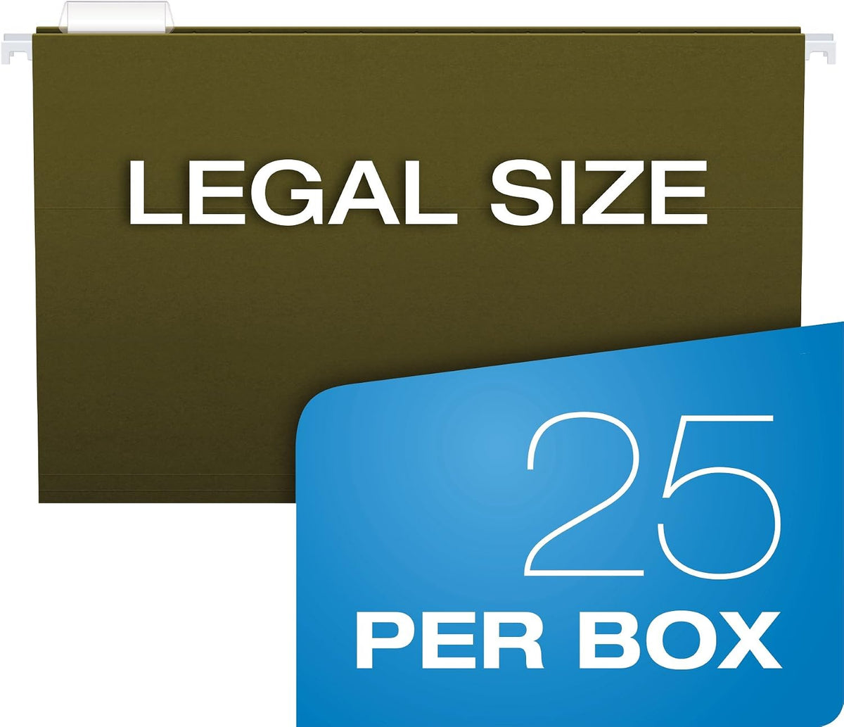 Pendaflex Recycled Hanging File Folders, 25 Pack, Green, Legal Size (8.5" x 14"), 5 Tab Positions, Includes Tabs and Inserts, Eco-Friendly Hanging Files for Office and Document Organization