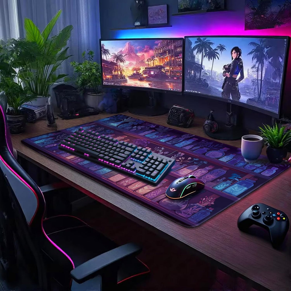 Mystical Potion Bottles Large Gaming Mouse Pad Desk Mat 31.5x15.7
