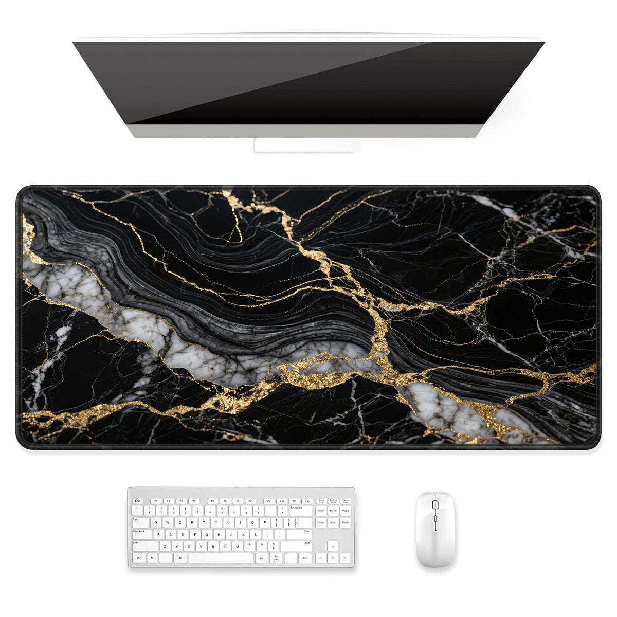 Desk Mat, Ultra Large Mouse Pad, XXL Gaming Mousepad, Green Tropical Leaves Deskpad, Big Extended Full Size Mouse Pad, Desktop Desk Matt for Keyboard, Laptop & Computer, 35.5 x 15.7 in