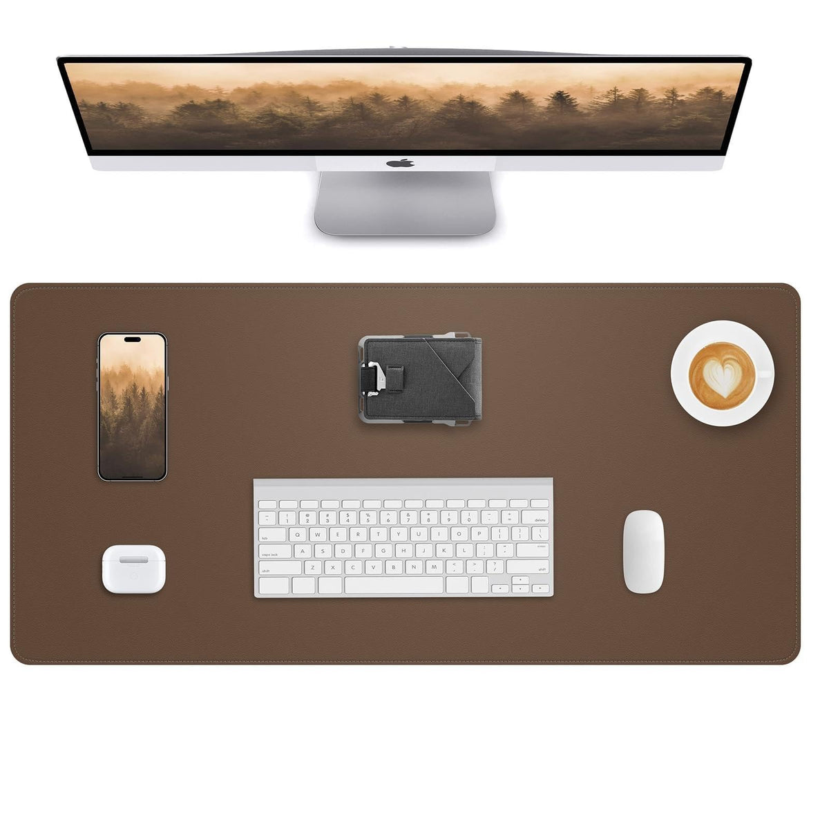 AFIING Desk Pad Protector 23.6" x 13.7" - Non-Slip Waterproof PU Leather Desk Mat for Mouse, Keyboard, Laptop, Office and Home Workspace (Beige)