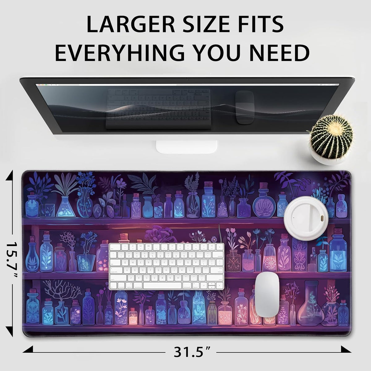 Mystical Potion Bottles Large Gaming Mouse Pad Desk Mat 31.5x15.7