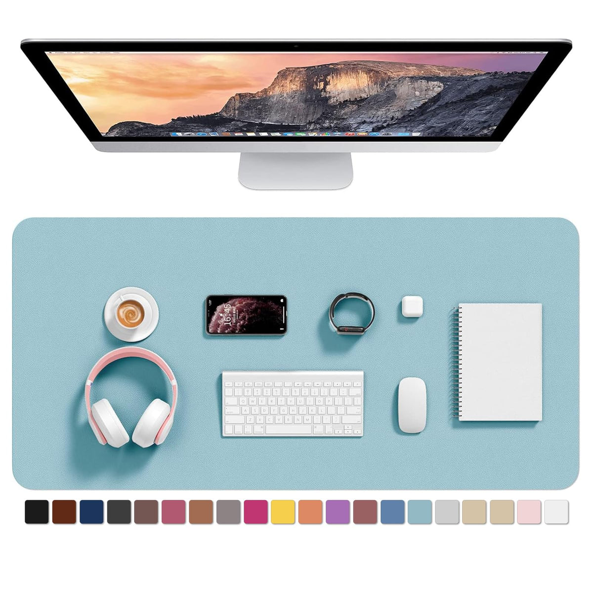 Hsurbtra Desk Pad, 30" x 14" PU Leather Desk Mat, XL Extended Mouse Pad, Waterproof Desktop Blotter Protector, Non-Slip Ultra Thin Large Laptop Keyboard Writing Mat for Office Home, Pink