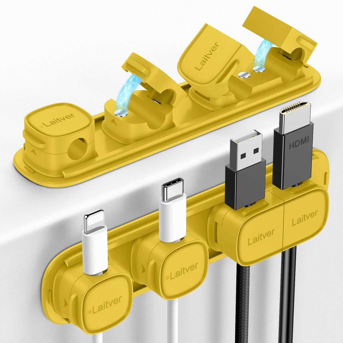 6 Pack Magnetic Cable Clips [1s Open/Lock], Cord Organizer Holder