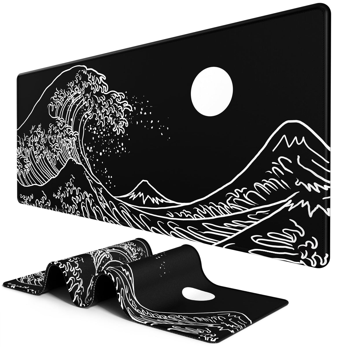 BOSOBO Extended Gaming Desk Mat, XXL Full Cover 31.5 x 11.8 Inches, Black Leopard Print