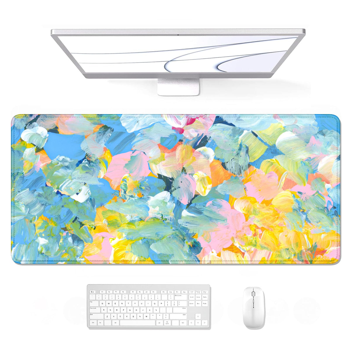 Desk Mat, Ultra Large Mouse Pad, XXL Gaming Mousepad, Green Tropical Leaves Deskpad, Big Extended Full Size Mouse Pad, Desktop Desk Matt for Keyboard, Laptop & Computer, 35.5 x 15.7 in