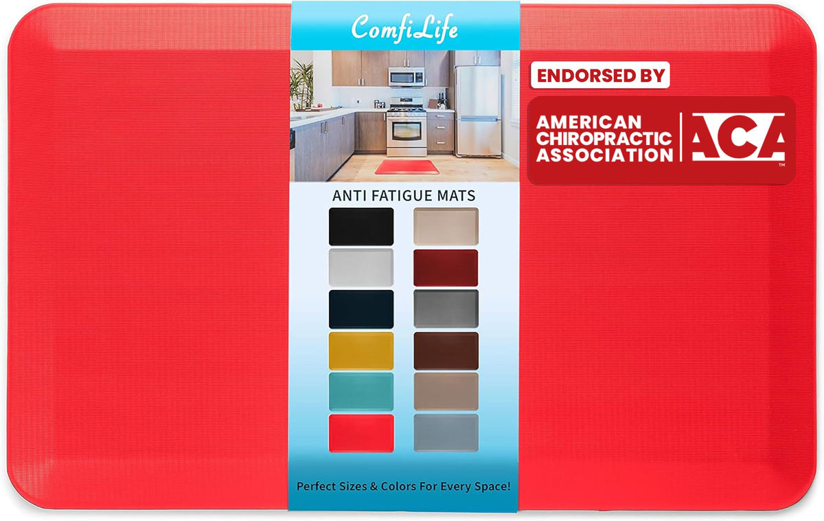 ComfiLife Anti Fatigue Floor Mat – 3/4 Inch Thick Kitchen Mats for Floor, Standing Desk Mat, Kitchen Rug – Comfort at Home, Office – Durable – Stain Resistant – Non-Slip Bottom (20" x 32", Black)