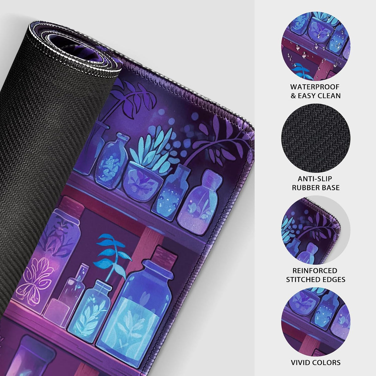 Mystical Potion Bottles Large Gaming Mouse Pad Desk Mat 31.5x15.7