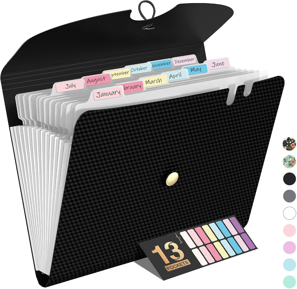 Sooez Expanding File Folders, 13 Pocket Accordion File Organizer, Letter/A4
