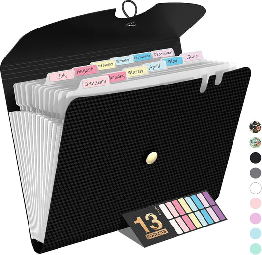 Sooez Expanding File Folders, 13 Pocket Accordion File Organizer, Letter/A4